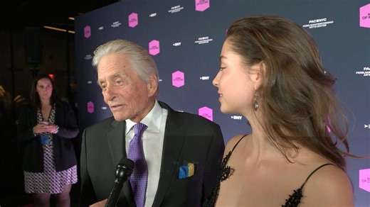 Michael Douglas poses with daughter Carys at the PAC NYC Icons of Culture Gala