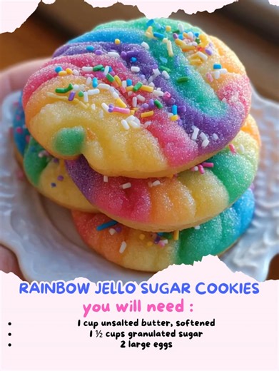 130K views · 1K reactions | Rainbow Jello Sugar Cookies Colorful...