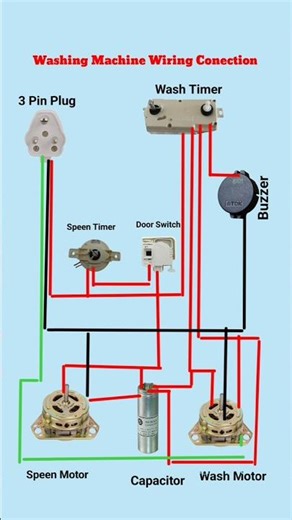 😱 Washing Machine Wiring Diagram Step by Step | Electrician Trick ⚡ #Shorts