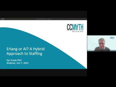 Webinar: 'Erlang or AI? A Hybrid Approach to Staffing' by Ger Koole - CCmath