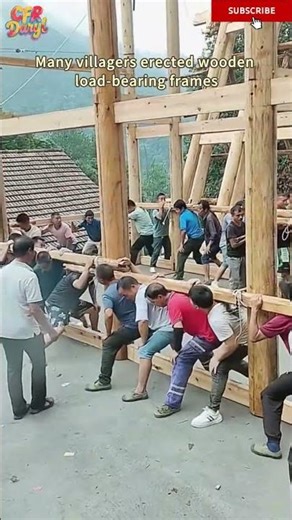 Many villagers erected wooden load-bearing frames