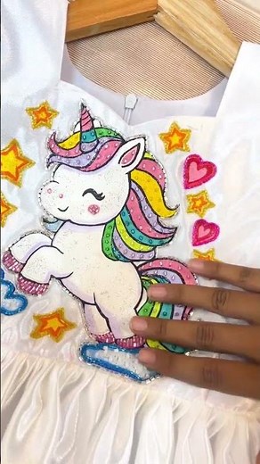 Magical Unicorn Birthday Dress ✨🦄 | Hand-Painted & Aari Embroidery by HemQueen