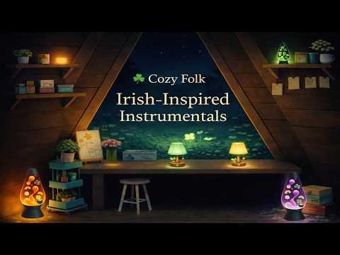 ☘️ Cozy Folk Instrumentals Irish-Inspired | Relaxing Craft Room and Lava Lamp Glow 4 Hour+