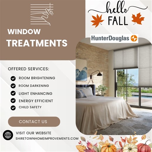 Hunter Douglas Window Treatments🌞 Elegant designs, smart light control, and energy efficiency — custom solutions for every room. Schedule your free consultation today with Shiretown Glass & Home Center!☎️ #hunterdouglas #blinds #shades #BlindsAndShades #windowtreatments #windowtreatmentsdesign #motorizedblinds #motorizedshades | Shiretown Glass & Home Center