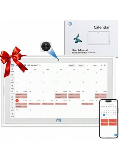 15.6 Inch Smart Digital Calendar Wall Touch Screen And Chore Chart Full HD Touchscreen Family Planner With Meal Planner Photo/Video Sharing Weather Reminders Wall And Desk Mount Electronic Organizer | SHEIN