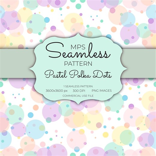 Pastel Polka Dot Seamless Pattern – Spring Colors, Commercial Use (PNG Images, Digital Download) - Etsy