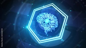 Artificial intelligence (AI), machine learning and modern computer technologies concepts.