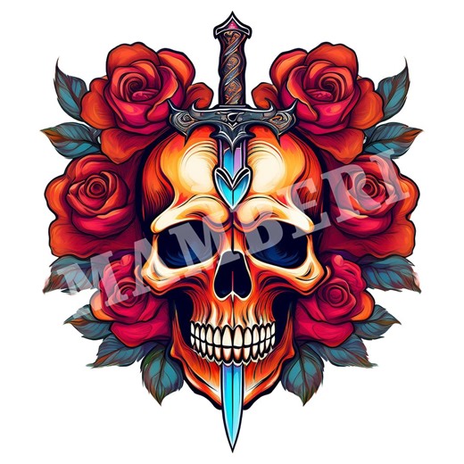 Floral Skull Clipart | 300 DPI JPEG & Transparent PNG | Digital Download | 4096x4096 Pixels - Etsy