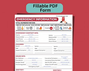Emergency Information Sheet | Editable Emergency Contact Info Template on Canva - Etsy UK