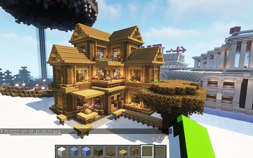 超详细唯美实用生存木屋别墅教程，直播每天也在做建筑教程 ！(游戏版本1.19)