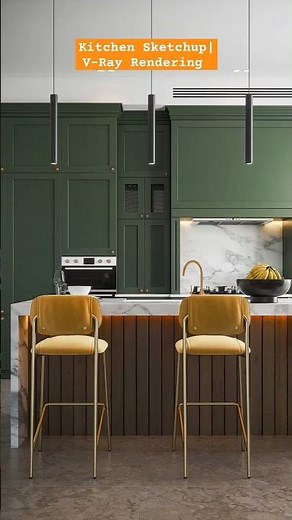 Realistic Kitchen Rendering with V-Ray for Sketchup. #3d #architecture #rendering #sketchup