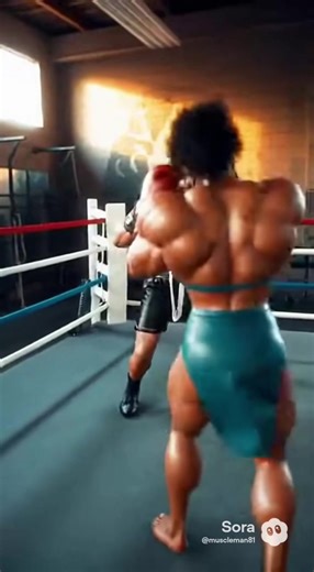 Female bodybuilder in a mixed boxing match, The ending will surprise you ##muscularwomen##boxing##femalebodybuilder##sora##boxer @@musclemamaai