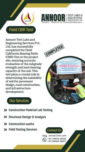 ANNOOR TEST LABS – Field CBR Test Successfully Completed