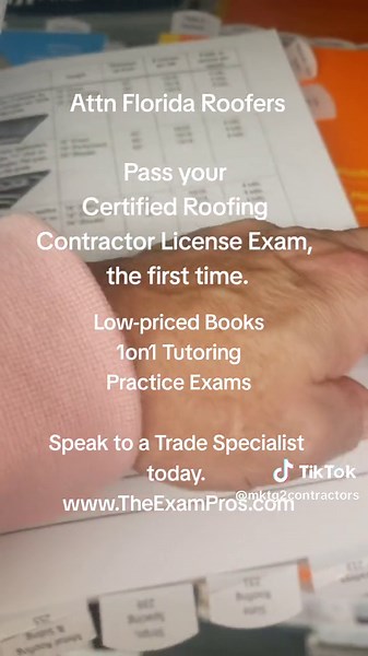 #1 Exam Prep for Florida Contractors. Pass your Florida Certified Roofing Contractor exam the first time. Help from www.TheExamPros.com #roof #floridaroofing #floridaroofingcontractor #roofingflorida #southfloridaroofing #roofinglicense #contractorlicense ##getroofinglicense #theexampros