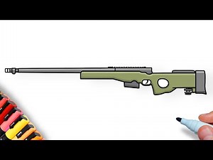 How to draw AWM from PUBG step by step | Drawing awp sniper rifle cs go gun easy