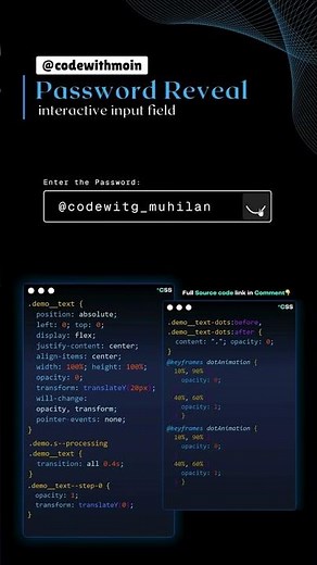 Animated Password Reveal #css #coding