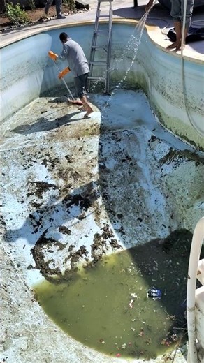 very angle pool before cleaning #poolcare #diy #swimmingpool #foryou #pool #poolcleaning