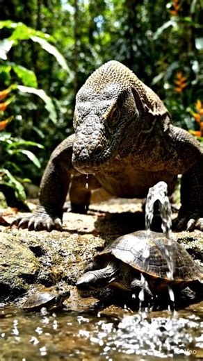 “Komodo Dragon Tries to Catch a Turtle |