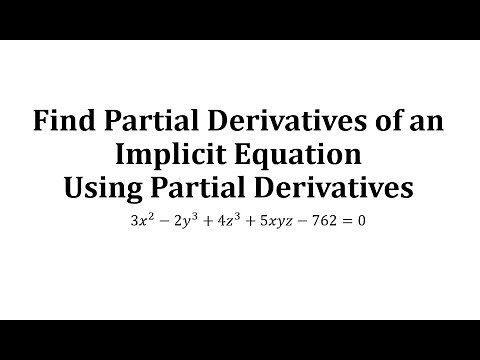Find Partial Derivatives of an Implicit Equation Using Partial Derivatives