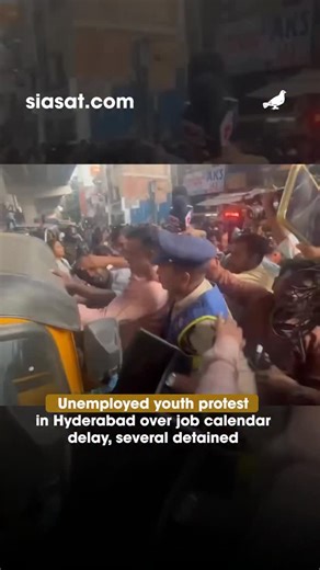For a second day in a row, unemployed youth took to the streets over the pending Job Calendar notifications promised by the Congress government. A scuffle broke out between the protestors and the police at Ashok Nagar on Thursday, January 8, after which many of them were detained by the police. | The Siasat Daily