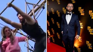 Deric Hartigan shaking and screaming as he attempts trapezing on Ireland AM