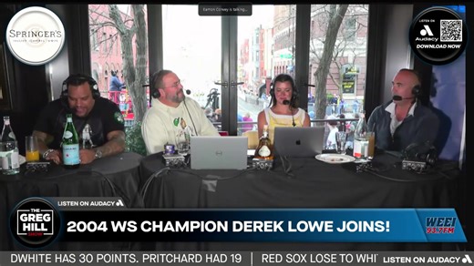 1.2K views | 2004 World Series Champion Red Sox SP Derek Lowe joins! What is Lowe's singular moment/memory that Derek looks back on, that sticks with him the most? WEEI Boston's Sports Original Live at The Capital Grille (Boston) on Boylston Street! Marathon coverage presented by CITGO Fueling Good | WEEI Boston's Sports Original | Facebook