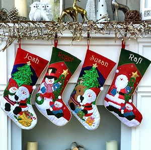Applique Santa Snowman Reindeer and Friends Christmas Stockings Embroidered With Names or Personalized Monogram for Kids and Adults - Etsy