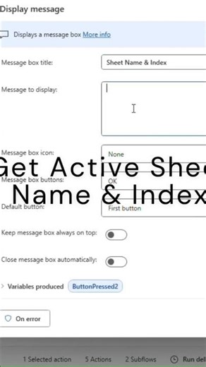 Power Automate Desktop-Excel Automation Get Active SheetName & Index #ytshorts #technology #trending