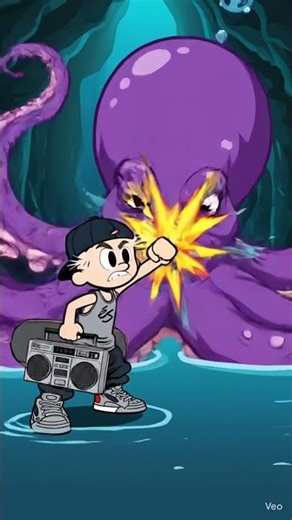 Boy vs Giant Octopus Monster 🐙 | Funny AI Cartoon Animation | Underwater Adventure