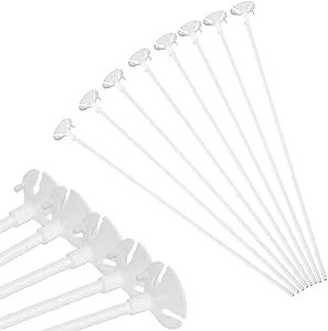 100 Pieces Balloon Sticks Holders with Cups 16 Inch for Party, Birthday, Wedding, Anniversary Decoration, White