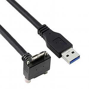 CY Cable Micro USB3.0 Dual Screws Locking to USB3.0 Data 5Gbps Power Cable 90 Degree Down Angled Type for VR Industrial Camera Computer (1.2m)
