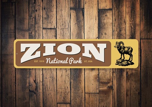 Zion National Park Metal Sign, Utah National Park Decor, Zion Park Wall Art, Hiking Gift Idea, National Park Sign, Outdoor Adventure Decor - Etsy