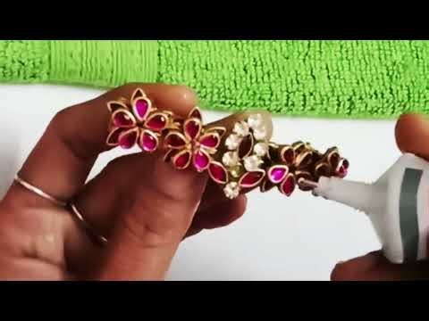 How to make trending kundan stone center clip part#6#hair clip hair accessories #DIY#Tutorial