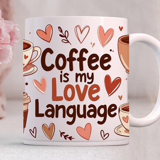 Coffee is My Love Language Mug Wrap PNG, Coffee Lover 11oz & 15oz Mug Sublimation Design - Etsy