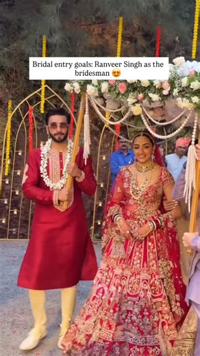 TBOI Ventures LLP on Instagram: "Main-character energy? Delivered. Ranveer Singh as the bridesman? Even better ✨ Couple: @absaumkaraaj Wedding Social Media- @shaadikacontent . . . . [ bridal entry, wedding entry, thebridesofindia, bridesofindia, indian wedding 2025, shaadi season, goa wedding, dreamy moment, wedding moments ]"
