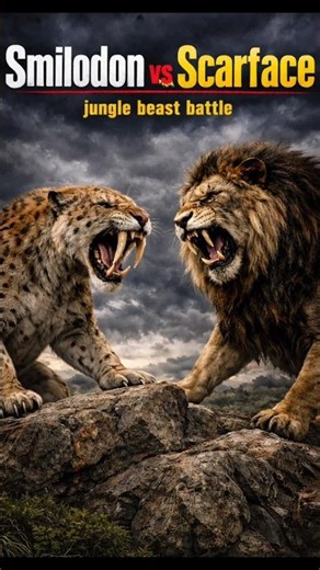 Scarface vs smailodon #scarface #wildlifeshorts #animalfight #viralshorts