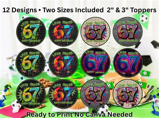 6 7 Birthday Decor, 6-7 Birthday Topper, 7th Birthday Cupcake Topper, Six Seven Party Printable PDF - Etsy