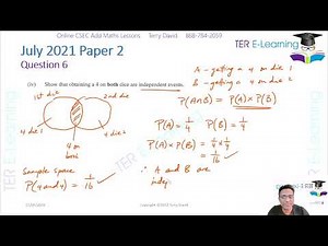 CSEC Add Maths- July 2021 Question 6 (Terry David)