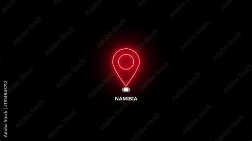 Namibia map icon with a glowing neon effect, digital neon Namibia map icon looping isolated on motion background.