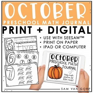 Preschool Math Journal | October Math Activities-Print or Digital with Seesaw™