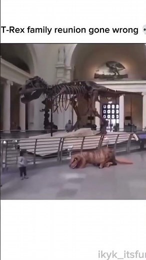 T-Rex family reunion gone wrong 💀#trex #funnyshorts #museum #dinosaur #viralshorts #comedy