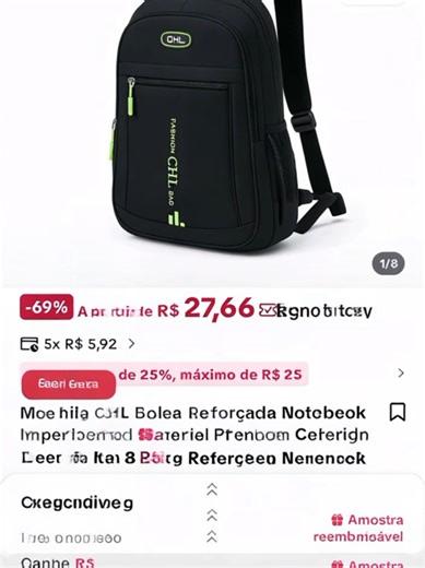 mochila impermeável do tick tok shop#cabe notebook, cadernos ótima para voce levar para o seu trabalho ,Universidade ou viagem.