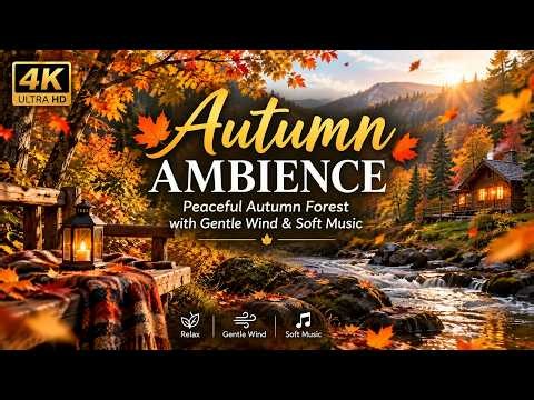 🍁 Autumn Ambience 4K Peaceful Autumn Forest with Gentle Wind & Soft Music