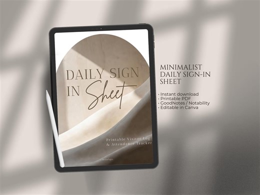 Minimalist Daily Sign-in Sheet | Visitor Log, Attendance Tracker (printable PDF, Canva) - Etsy