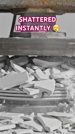 Ceramic plate vs hydraulic press… the result was insane 😳💥 #ai #hydraulicpress #satisfying #asmr”