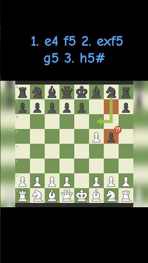 "3-Move Checkmate in Chess: 1. e4 f5 2. exf5 g5 3. h5# (Quick Checkmate Tutorial)"