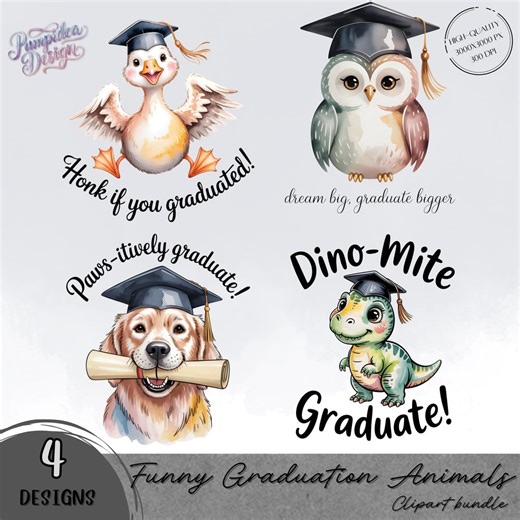 Funny Graduation Animals PNG Bundle, Cute Animal Graduate Clipart, Graduation Quotes PNG for Shirts, Stickers - Etsy