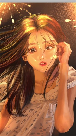 「夏祭りデート」（彼女イラスト）#デジタルイラスト #イラストメイキング #夏祭り #花火