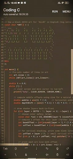 “Create 3D ALLAH Name Animation in C | Mobile Coding C Project”