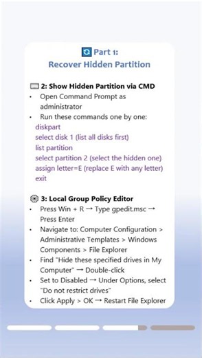 💽 Hidden Partition Missing on Windows? Restore It Without Losing Data!#windowstips #partition